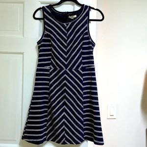 Navy blue and white striped dress